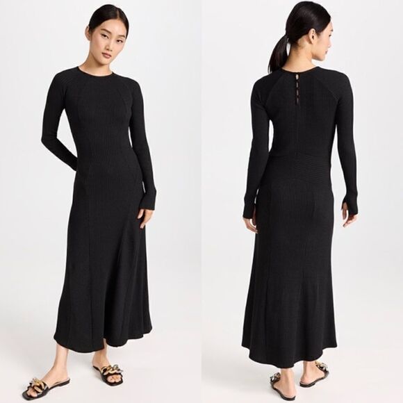 Rag & Bone Echo Maxi Sweater Black Dress Knit  Ribbed Size XXS - Picture 1 of 14